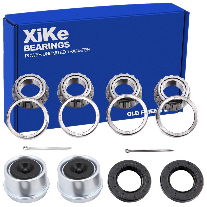 XiKe 2 Set Fits for 25mm Axles Trailer Wheel Hub Bearings Kit, 30205 Bearings and Seal TC 30x52x10mm, Rotary Quiet High Speed and Durable, Include Dust Cover and Cotter Pin. - Image 1